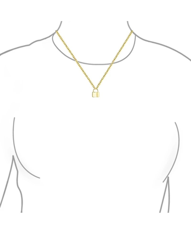 Bling Jewelry Functional Lock Pendant Charm Lovers Padlock Necklace Gold Plated Sterling Silver 16 Inch