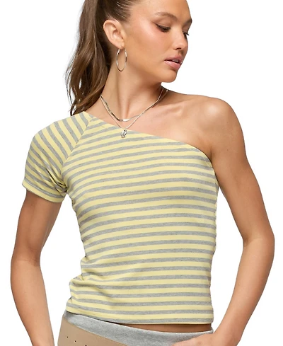 Edikted Womens Eulia One Shoulder Striped Top
