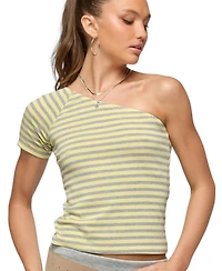 Edikted Womens Eulia One Shoulder Striped Top