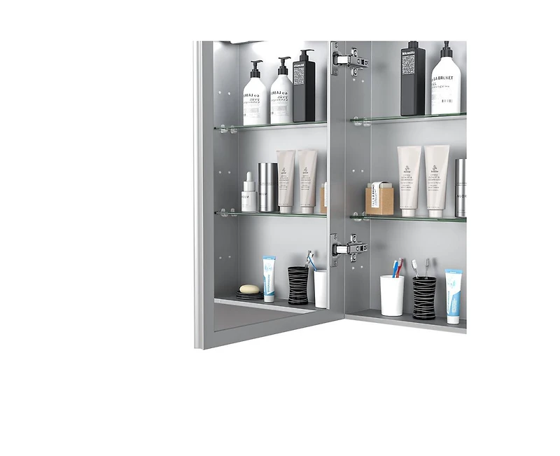 Casainc 30"W x 32"H Led Lighted Medicine Cabinet with Mirror, Anti-Fog Bathroom Mirror Cabinet