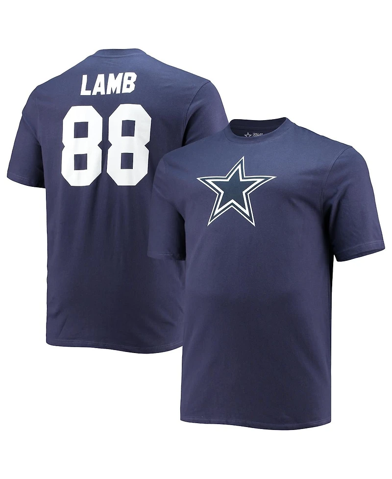 Fanatics Men's CeeDee Lamb Navy Dallas Cowboys Big Tall Player Name Number T-Shirt