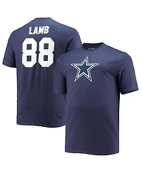 Fanatics Men's CeeDee Lamb Navy Dallas Cowboys Big Tall Player Name Number T-Shirt