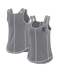 Wear by Erin Andrews Women's Gray New York Yankees Contrast Stitch Tank Top