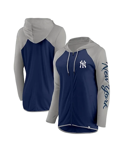 Fanatics Women's Navy/Gray New York Yankees Script Sleeve Full-Zip Hoodie