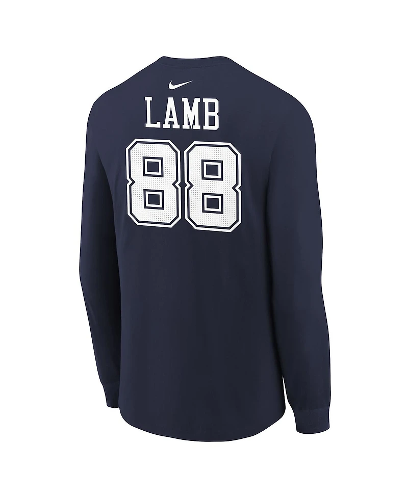 Nike Big Boys and Girls CeeDee Lamb Navy Dallas Cowboys Player Name Number Long Sleeve T-Shirt