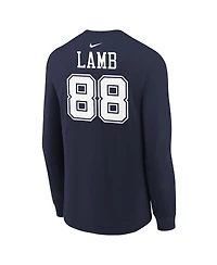 Nike Big Boys and Girls CeeDee Lamb Navy Dallas Cowboys Player Name Number Long Sleeve T-Shirt