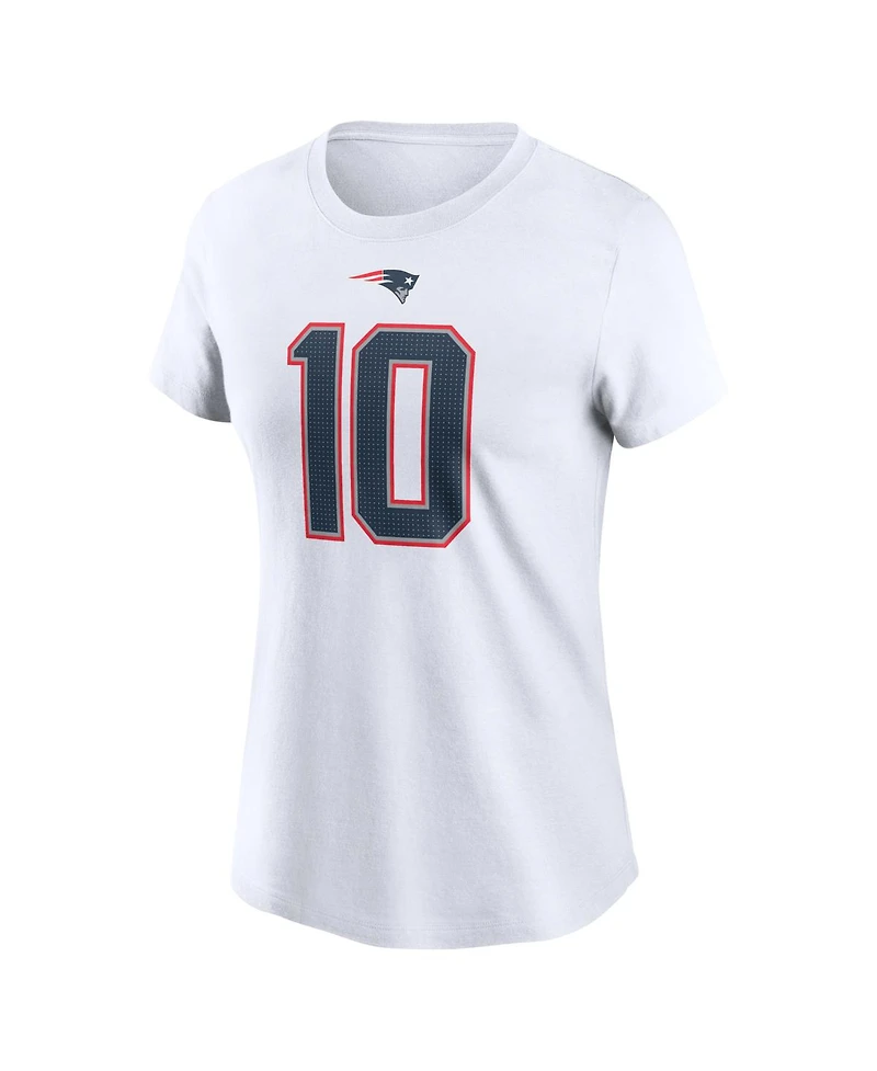 Nike Women's Drake Maye White New England Patriots Player Name Number T-Shirt