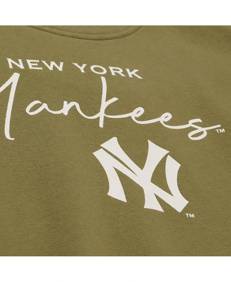 Mitchell Ness Women's Olive New York Yankees Cooperstown Collection Fleece Sweatshirt