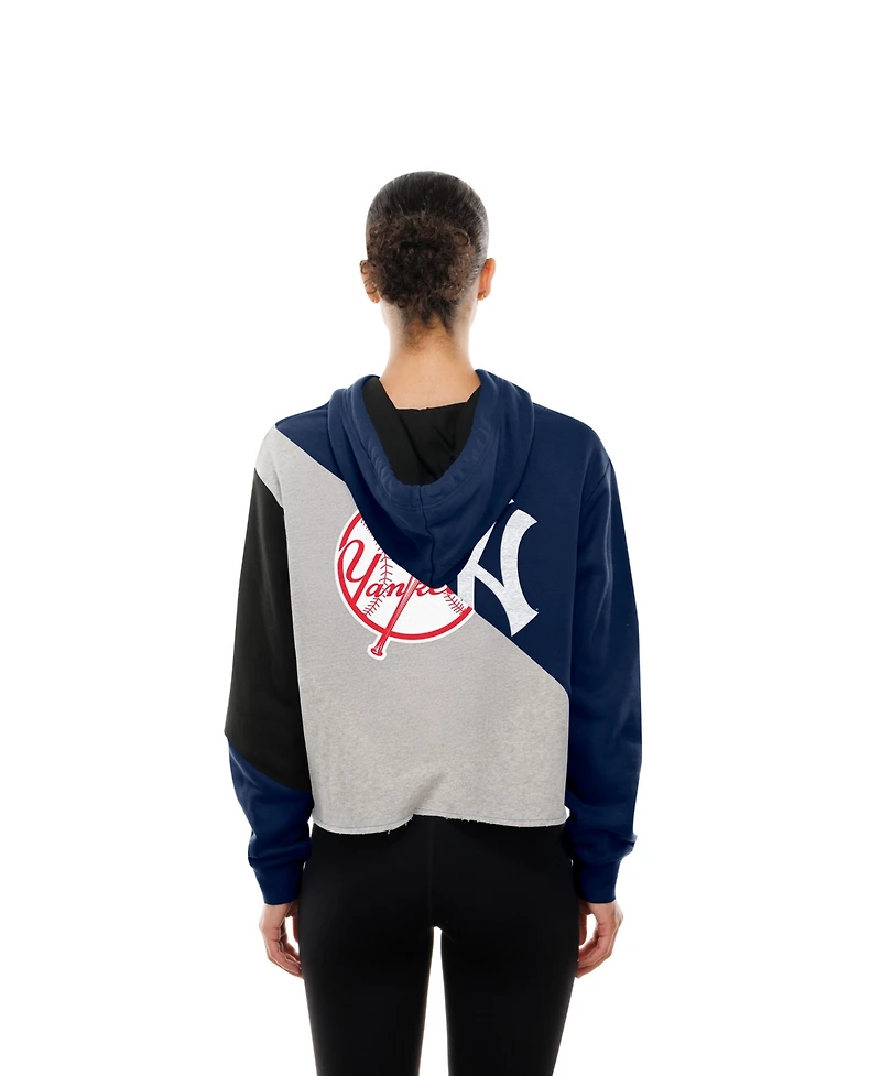 New Era Women's York Yankees Color Block Cropped Boxy Hoodie