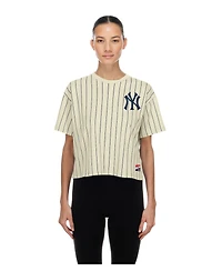 New Era Women's Cream New York Yankees Throwback Boxy T-Shirt