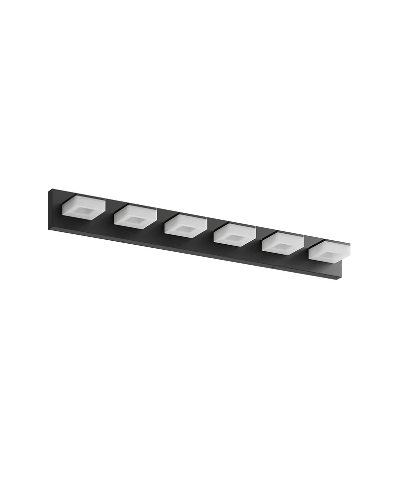 Busdays 6 Light 39 Inch Led Modern Bathroom Vanity Light Acrylic Wall Lighting Fixture Over Mirror Cool White 6000K