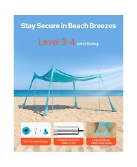Cozito Beach Tent Sun Shelter 10 x 10 feet with Sandbags and Stability Poles