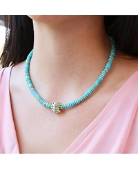 The Lovery Turquoise Bead Rondel Necklace 18K Gold Plated Over Brass