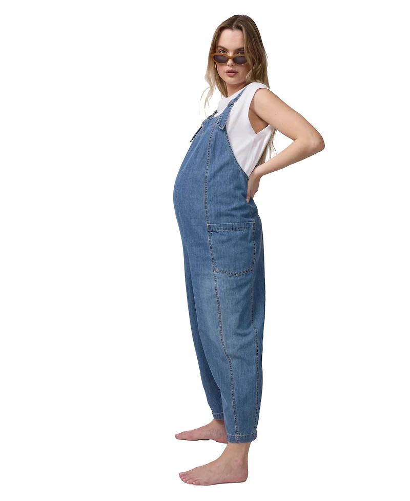 Ingrid + Isabel Maternity Soft Denim Overall Jumpsuits