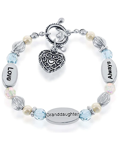 Simona Girls Stretch Heart Charm Beads Bracelet - Love, Always, Granddaughter