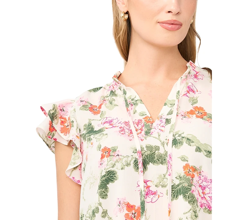 Sam & Jess Women's V-Neck Ruffle-Sleeve Top