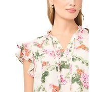 Sam & Jess Women's V-Neck Ruffle-Sleeve Top