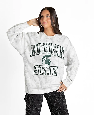 Gameday Couture Women's Ash Michigan State Spartans Whiteout Premium Fleece Camo Sweatshirt