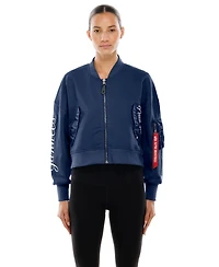 New Era X Alpha Industries Women's Navy York Yankees Cropped Full-Zip Jacket