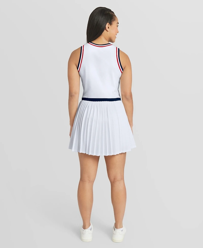 Wear by Erin Andrews Women's White Boston Red Sox Zip-Front Pleated Tri-Blend Scoop Neck Tank Dress