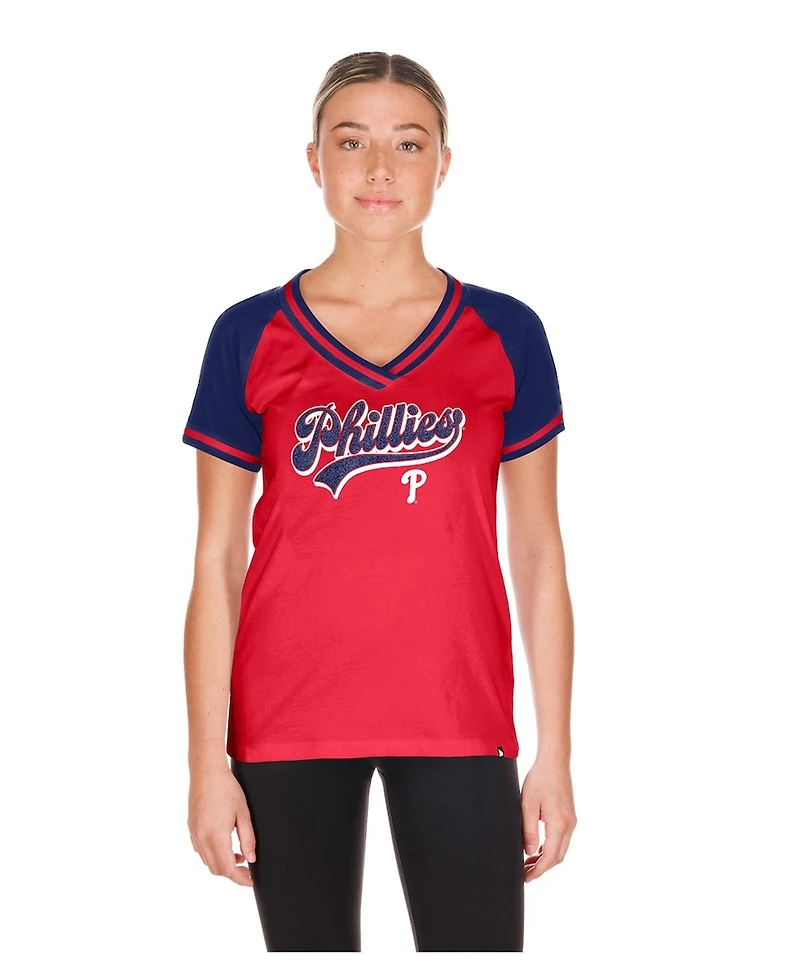New Era Women's Red Philadelphia Phillies Gameday V-Neck T-Shirt