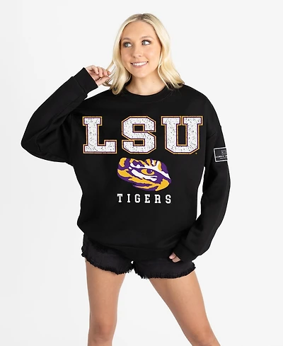 Gameday Couture Women's Black Lsu Tigers Oversized Level Up Label Premium Sweatshirt
