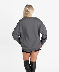 Gameday Couture Women's Charcoal Ohio State Buckeyes Oversized Rising Stars Premium Fleece Drop Shoulder Sweatshirt
