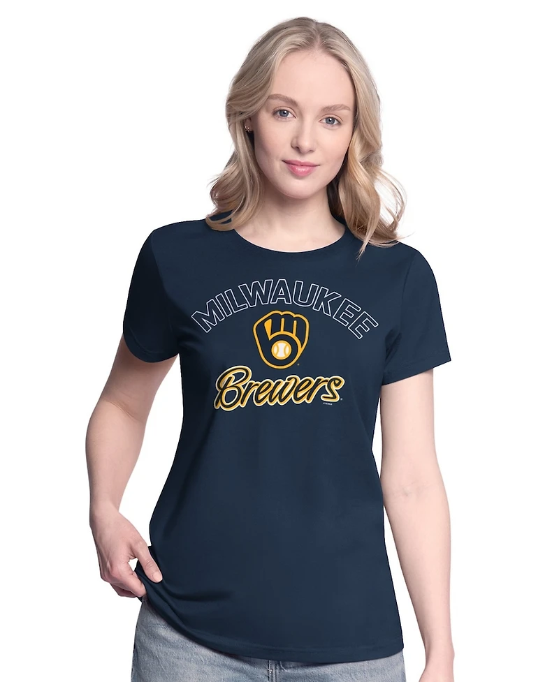 G-iii 4Her by Carl Banks Women's Navy/Heather Gray Milwaukee Brewers Short-Sleeve and Long-Sleeve T-Shirt Combo Pack