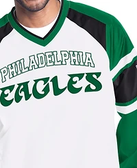 Starter Men's White Philadelphia Eagles Infield Play Raglan Pullover Jacket
