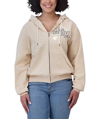Wear by Erin Andrews Women's Cream Memphis Grizzlies Plus Tonal Felt Patch Full-Zip Hoodie