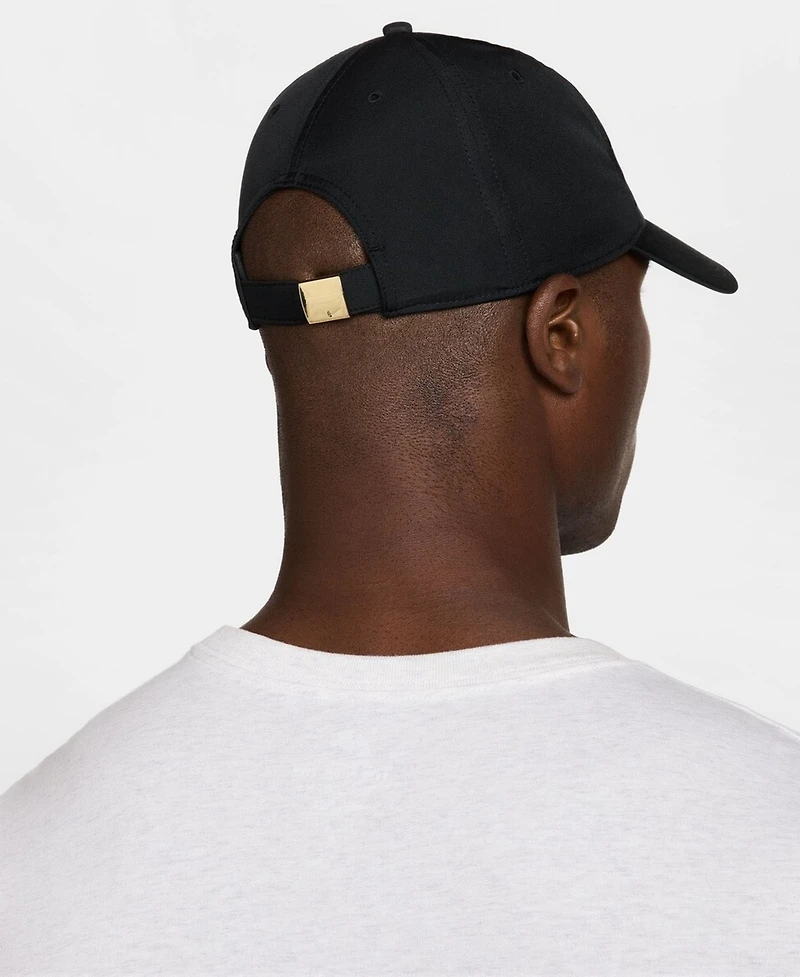 Nike Men's and Women's Black Metal Swoosh Dri-fit Club Adjustable Hat