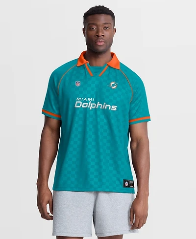 Fanatics Men's Aqua/Orange Miami Dolphins Homerun Raglan V-Neck Polo Shirt