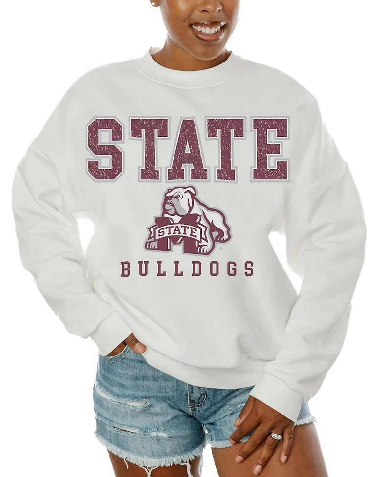 Gameday Couture Women's White Mississippi State Bulldogs Freestyle Fleece Pullover Sweatshirt