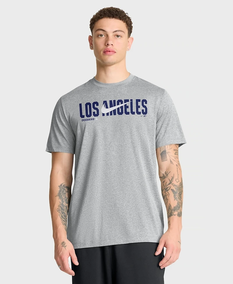 Nike Men's Heather Gray Los Angeles Dodgers Swoosh Legend Dri-fit T-Shirt