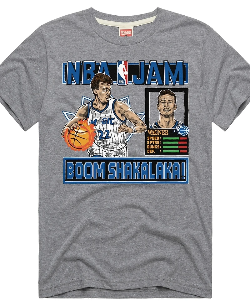 Homage Men's and Women's Franz Wagner Gray Orlando Magic Nba Jam Tri-Blend T-Shirt