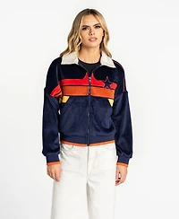 The Wild Collective Women's Blue Houston Astros Velvet Cord Full-Zip Jacket