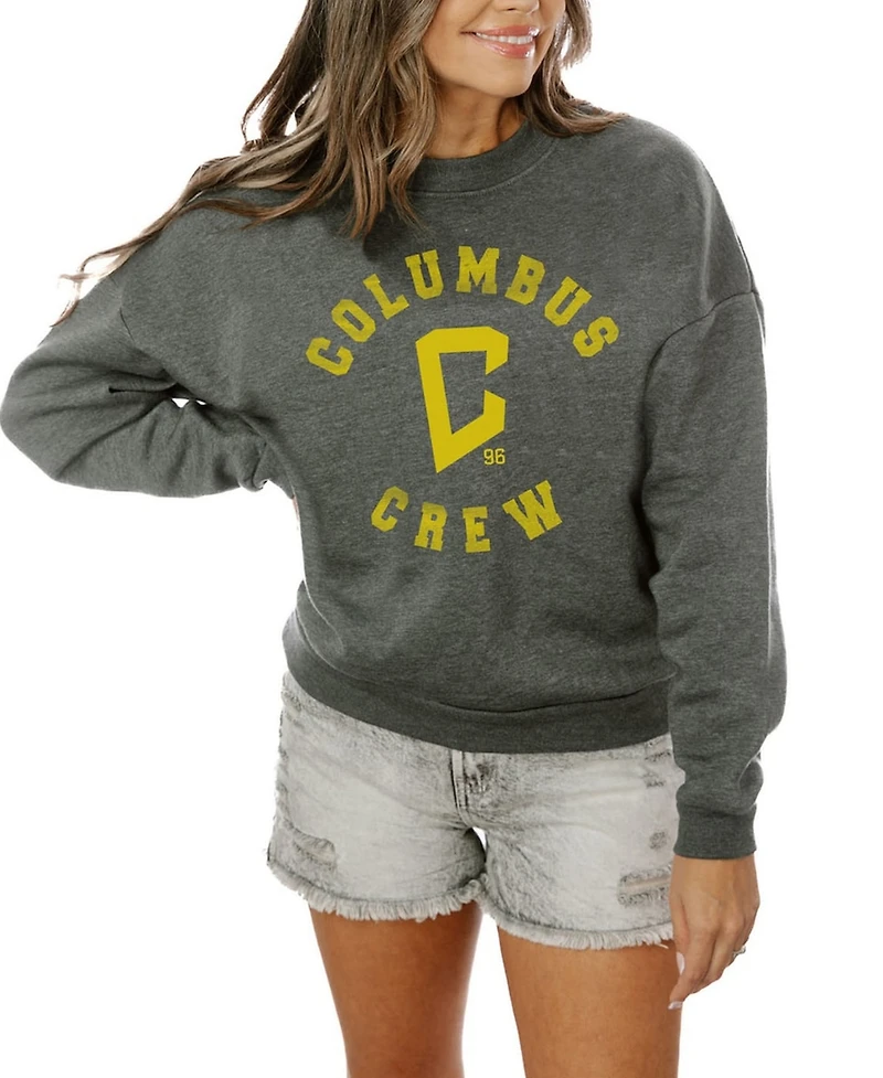Gameday Couture Women's Charcoal Columbus Crew Oversized Fleece Pullover Sweatshirt