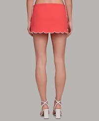 Avec Les Filles Women's Scalloped Edge Low-Rise Mini Skort