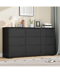 homfan 9-Drawer Wooden Dresser, Tall Modern Chest with Deep Storage, Wide Top Long Dresser for Bedroom, Living Room, Hallway, Kids Room