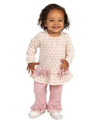 Rare Editions Baby Girls' Heart Double Knit Top and Rib Legging, 2-Piece Set