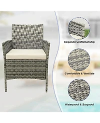 gaomon Wicker Bistro Set with Glass Table, and Cushions