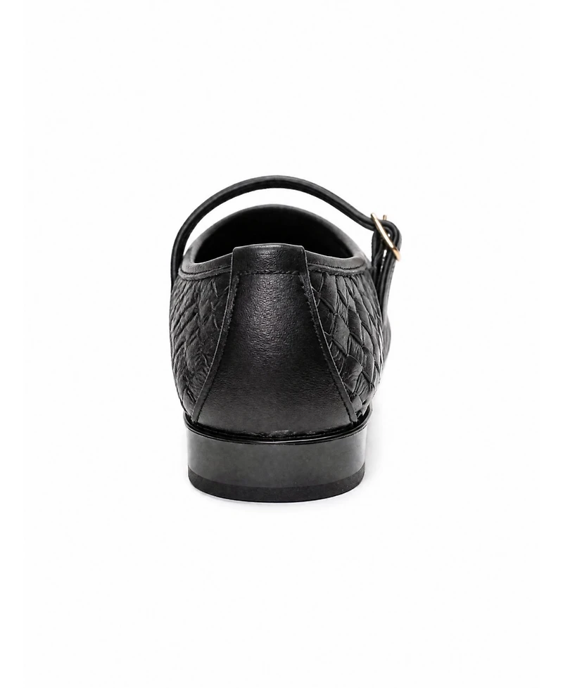 Forever & Always Shoes Women's Yevora Leather Woven Strap Ballet Flat