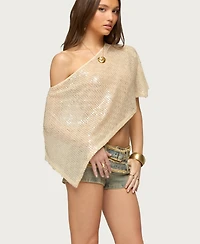 Edikted Women's Alanna Sheer Sequin Poncho