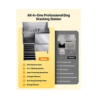 Ruie 50 inch Stainless Steel Dog Washing Station with Ramp Faucet and Showerhead Left Door