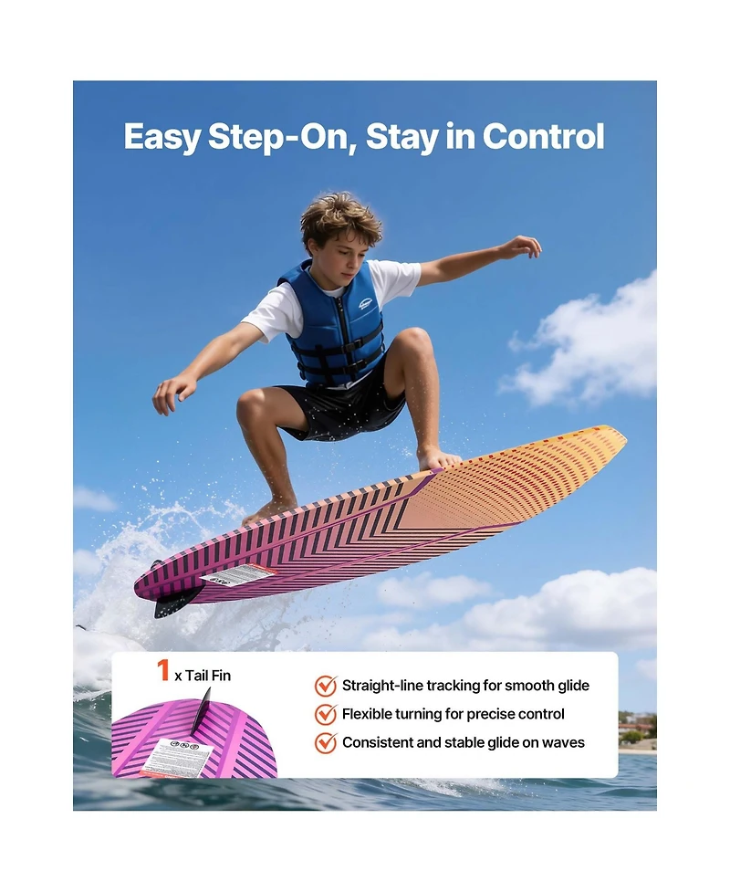 Hikeen 45 Inch Wakesurf Board Wake Surfing Board with Eps Foam Core and Eva Non Slip Pad Uv Resistant Wakesurfing Boards for Youth Up to 110 lbs