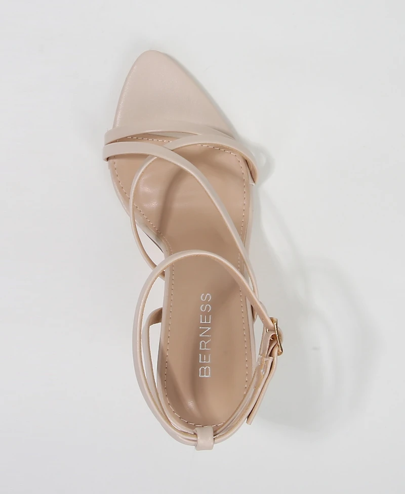 Berness Women's Camden Elegant Crossover Strap Stiletto Sandals