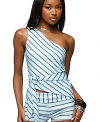 Edikted Women's Chantal Asymmetric Striped Top