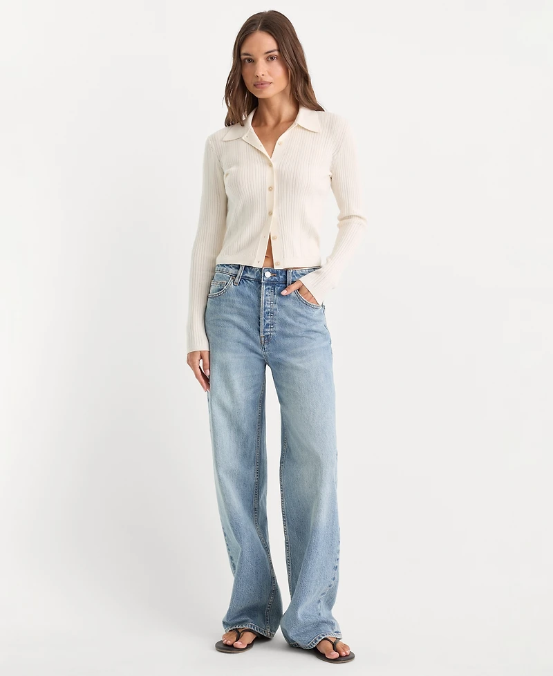 Good American Women's Long-Sleeve Collared Cardigan
