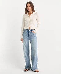 Good American Women's Long-Sleeve Collared Cardigan