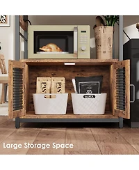 gaomon Industrial Kitchen Bakers Rack with Power Outlet – Microwave Stand with Refrigerator Storage Space, Freestanding Shelf for Pantry Living Room
